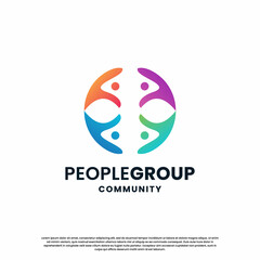 abstract human community logo design. community colorful logo template modern concept.