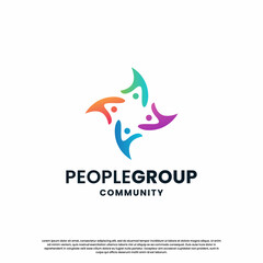 abstract human community logo design. community colorful logo template modern concept.
