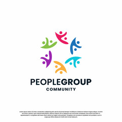 Fototapeta na wymiar abstract human community logo design. community colorful logo template modern concept.