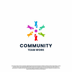 abstract human community logo design. community colorful logo template modern concept.