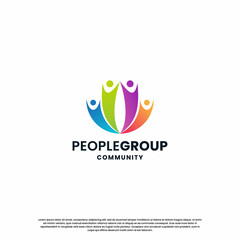 abstract human community logo design. community colorful logo template modern concept.