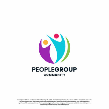 abstract human community logo design. community colorful logo template modern concept.