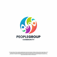 abstract human community logo design. community colorful logo template modern concept.