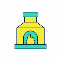 Filled outline Blacksmith oven icon isolated on white background. Vector