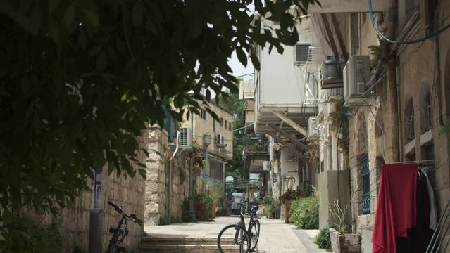 The deserted street of old Jerusalem is Mea Shearim.