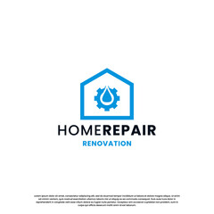 creative home water repair logo design modern concept.