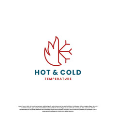 hot and cold logo design for temperature. snow and flame icon combination