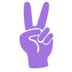 Hippie hand gesture, retro illustration. Peace love power symbol.