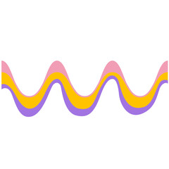 Abstract retro 60s 70s style with colorful wavy lines.