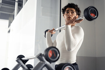 A man healthy lifestyle athlete does the right exercises cardio workout in the gym. Fitness concept
