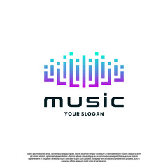 pulse music logo design. equalizer icon logo music inspiration