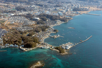 三浦半島の佐島付近を空撮