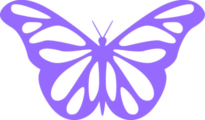 Retro violet butterfly silhouette. Butterfly icon.