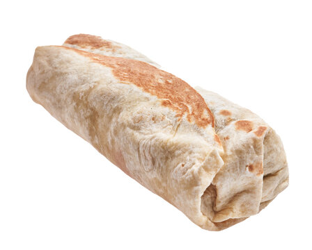  One mexican burrito over white isolated background