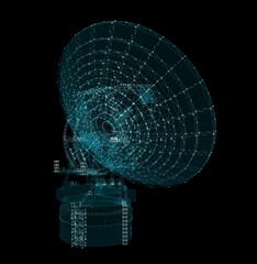 Hologram Large Satelite Dishes Telescope. Science and Technology Concept