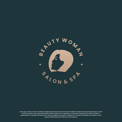 luxury beauty woman logo design. emblem label cosmetic logo