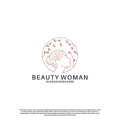 pure beauty logo design. natural beauty woman cosmetic logo.