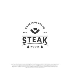 steak house, beef steak logo design vintage for restaurant business