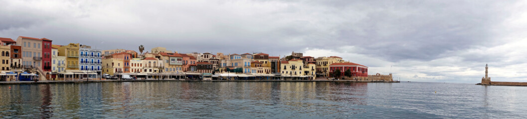 Venetian harbor of Chania in winter, Greece 