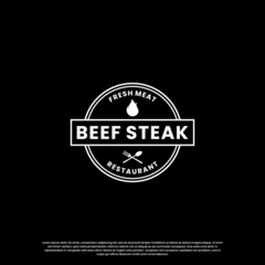 Obraz premium steak house, beef steak logo design vintage for restaurant business