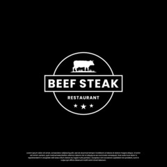 Obraz premium steak house, beef steak logo design vintage for restaurant business