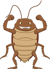 cartoon cute cockroach waving on white background