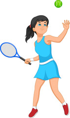 Fototapeta na wymiar cartoon cute girl playing tennis