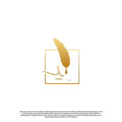 feather signature pen logo design template