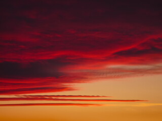 fiery red sunset in the sky 