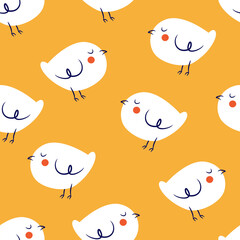 Easter chick yellow seamless pattern