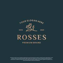luxury logo design for your business. golden rose flower logo vector
