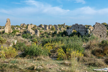 Fototapeta na wymiar ruin on the site of the ancient city of Side in the vicinity of modern Manavgat, Turkey