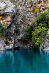Fototapeta na wymiar natural rocky canyon with blue water in Goynuk, Turkey