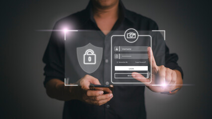 cyber security concept, Login, User, identification information security and encryption, secure access to user's personal information, secure Internet access, cybersecurity.