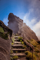 walkway on pico arieiro on madeira island
