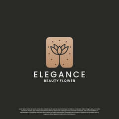 luxury rose flower logo design with golden color for boutique, cosmetic and beauty product