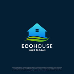 eco house logo design. modern green house logo for your business