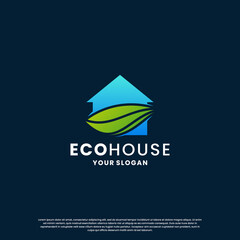 eco house logo design. modern green house logo for your business
