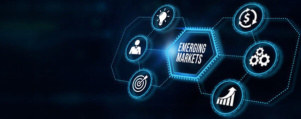 Internet, business, Technology and network concept. Emerging markets. 3d illustration.