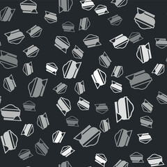 Grey Flour bowl icon isolated seamless pattern on black background. Baking Ingredients. Healthy organic food. Kitchen utensils cup. Dough cooking. Vector