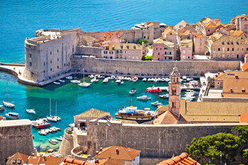 Dubrovnik. Aerial view of Dubrovnik historic harbor