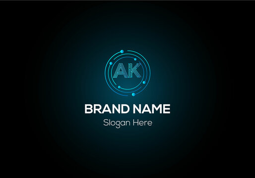 Abstract AK letter modern initial logo design