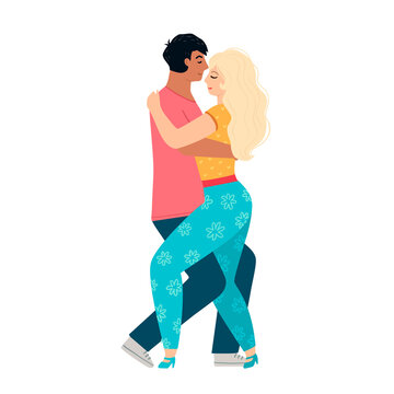 Bachata dancers couple vector characters illustration isolated on white background