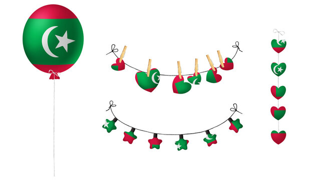 Festival set in colors of national flag. Clip art on white background. Maldive - Powered by Adobe