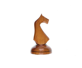 wooden chess horse isolated on white background