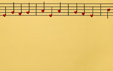 musical notes on yellow paper