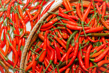 Organic fresh red chili flakes with Thai spices.