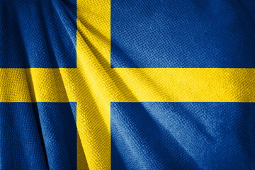 Swedish flag on towel surface illustration with