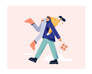 Boy carries the girl in his arms