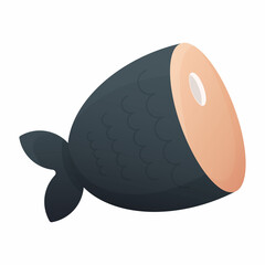 A piece of fish, salmon, red. Isolated on white background